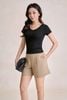FQN5358 - Quần short dạo phố vải kaki eo đáp cạp bản to khoá thân sau - PANTIO