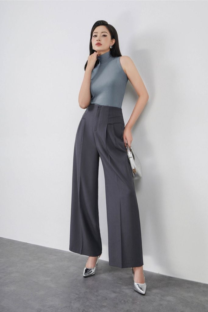 FQD51159 - Quần dài công sở vải tuytsi dáng suông ống đứng khoá thân trước - PANTIO