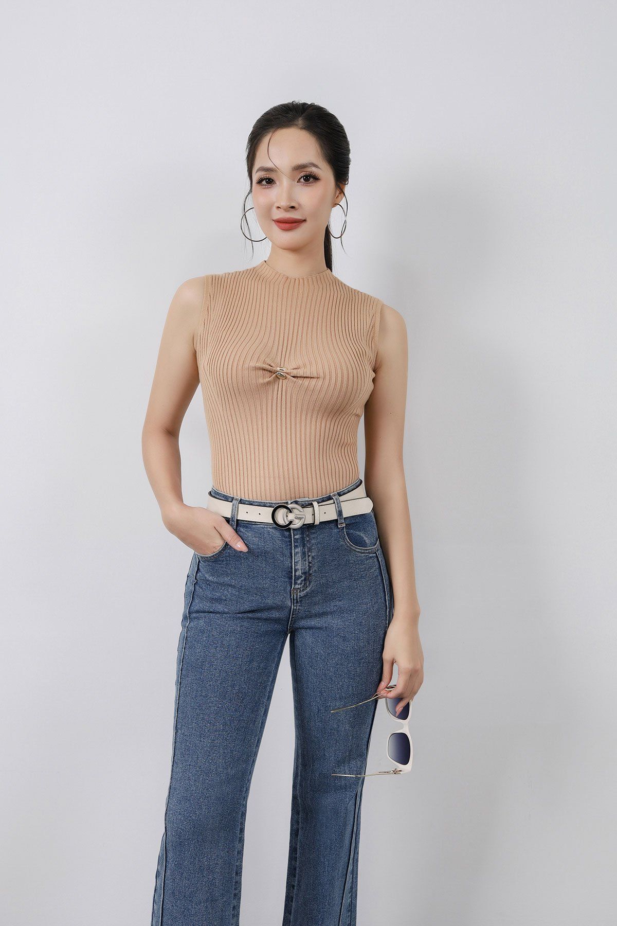 FQB205 - Quần jean cao cấp vải denim dáng ôm ống vẩy thời trang khoá thân trước - PANTIO