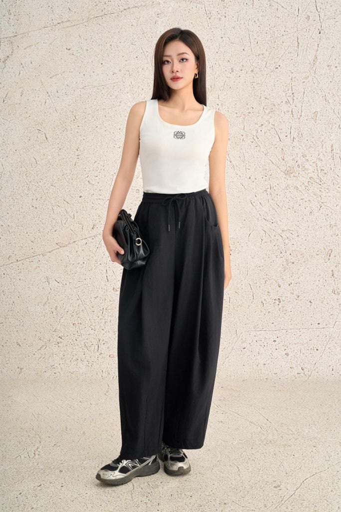 FQD51187 - Quần dài dạo phố vải gió dáng bomber cạp chun phối dây rút tạo kiểu - PANTIO