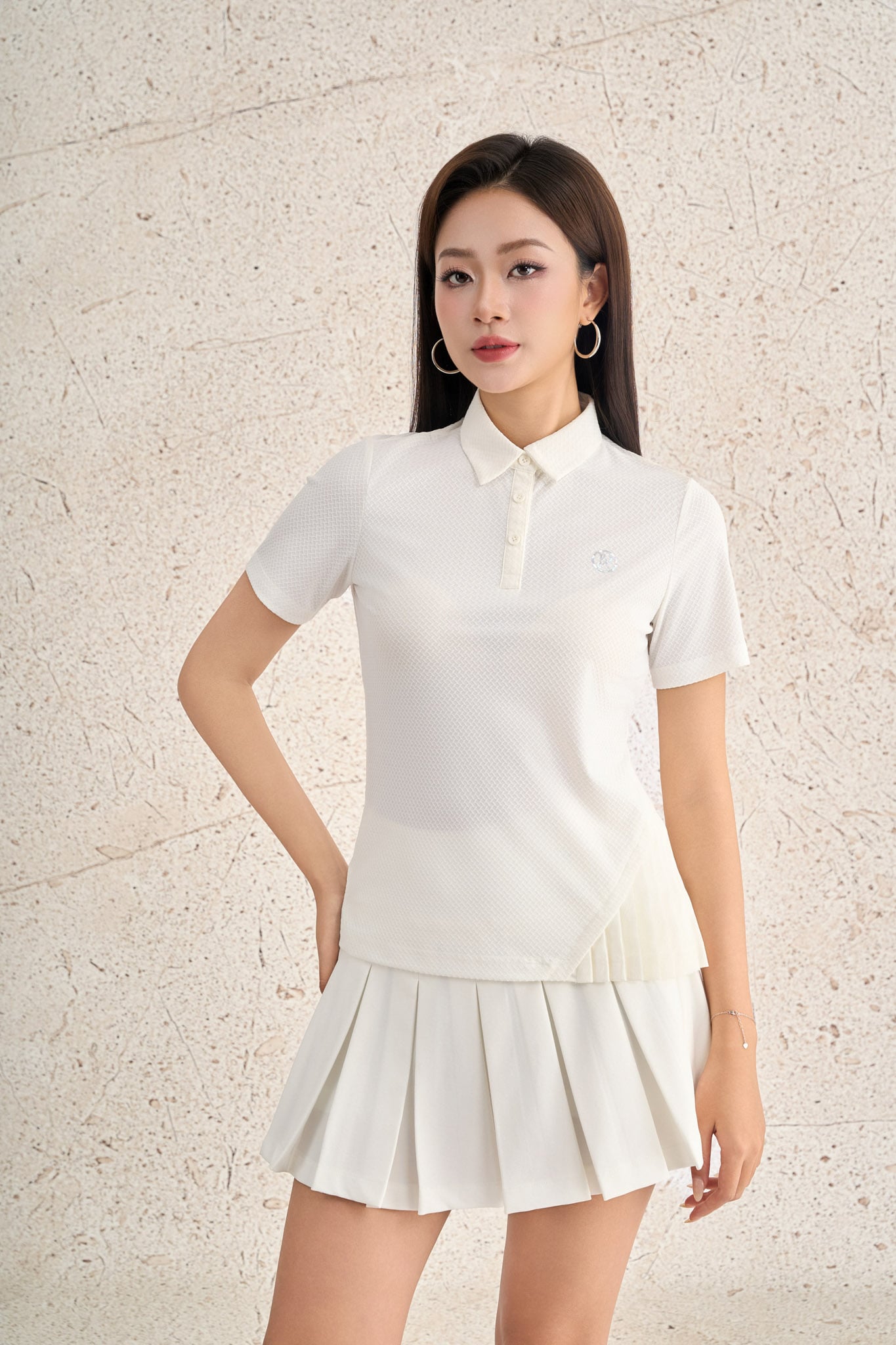 FJN5729 - Chân váy ngắn dạo phố vải thô đũi dáng A cạp trễ thân váy xếp ly thời trang khoá thân sau - PANTIO