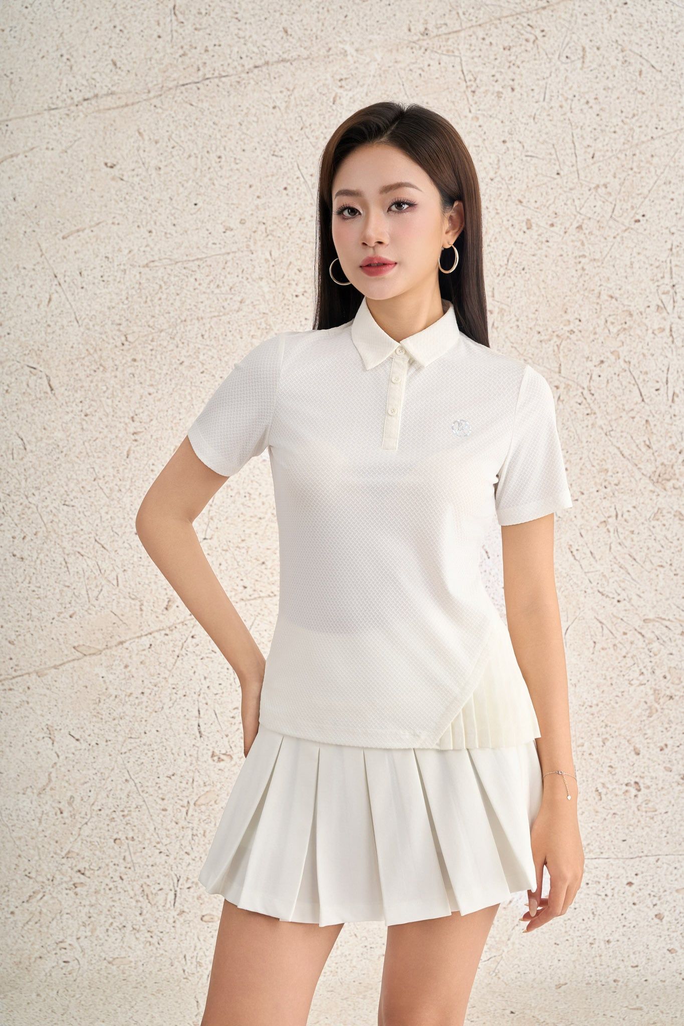 FJN5729 - Chân váy ngắn dạo phố vải thô đũi dáng A cạp trễ thân váy xếp ly thời trang khoá thân sau - PANTIO