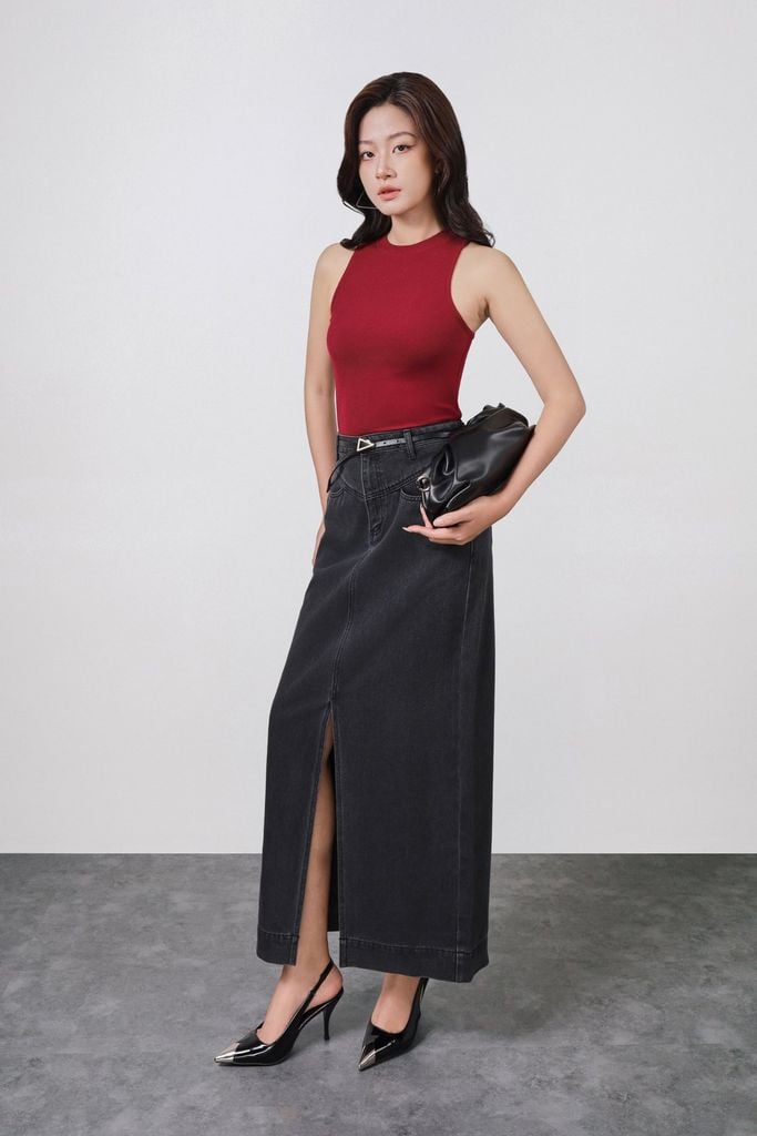 FAT5600 - Áo thun dệt kim cao cấp vải len dáng ôm cổ tròn không tay thời trang - PANTIO