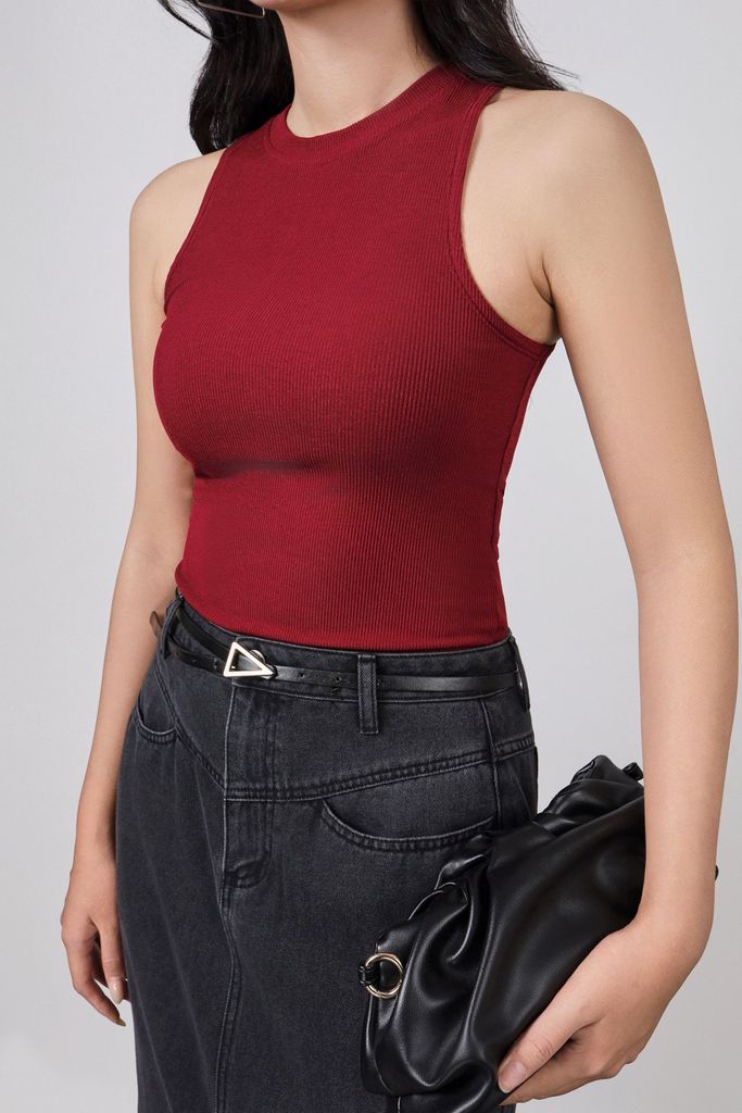 FAT5600 - Áo thun dệt kim cao cấp vải len dáng ôm cổ tròn không tay thời trang - PANTIO