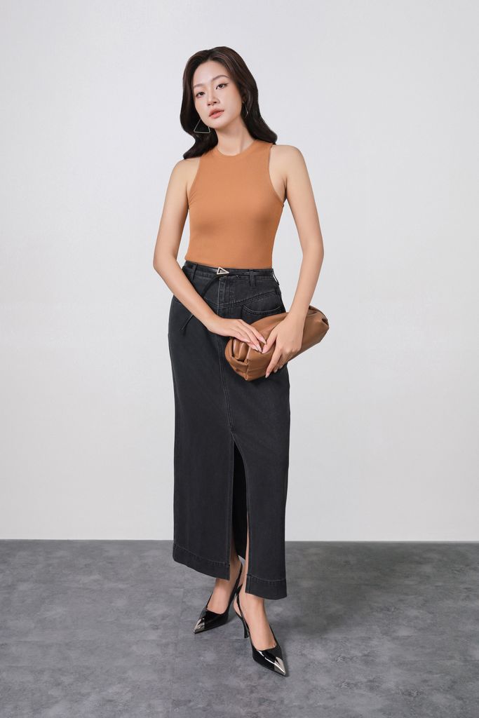 FAT5600 - Áo thun dệt kim cao cấp vải len dáng ôm cổ tròn không tay thời trang - PANTIO