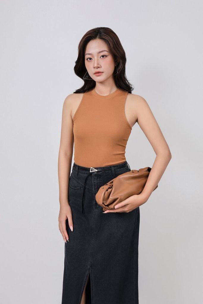 FAT5600 - Áo thun dệt kim cao cấp vải len dáng ôm cổ tròn không tay thời trang - PANTIO