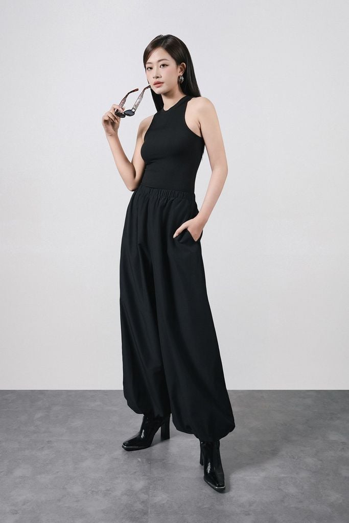 FQD51191 - Quần dài dạo phố vải gió dáng bomber ống rộng cạp chun thời trang - PANTIO