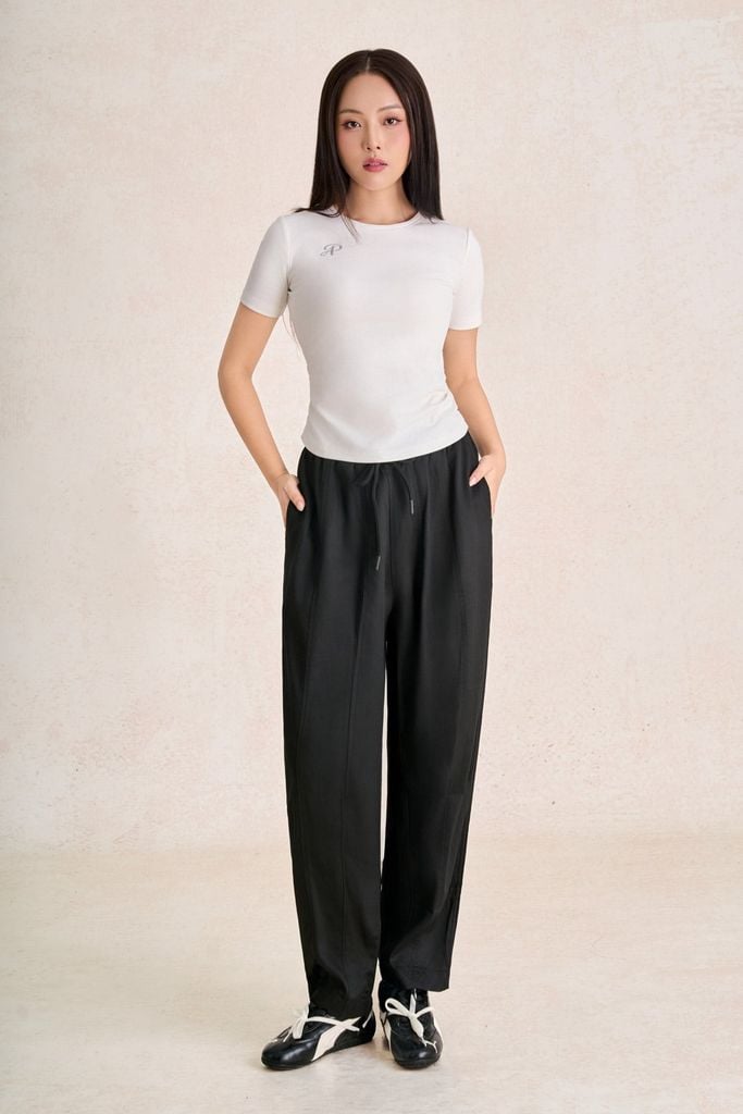 FAT5689 - Áo thun dệt kim vải cotton dáng ôm cổ tròn tay cộc ngực áo có hoạ tiết thời trang - PANTIO