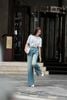 FQB203 - Quần jean dạo phố vải denim dáng suông ống rộng lên gấu tạo kiểu khóa thân trước - PANTIO