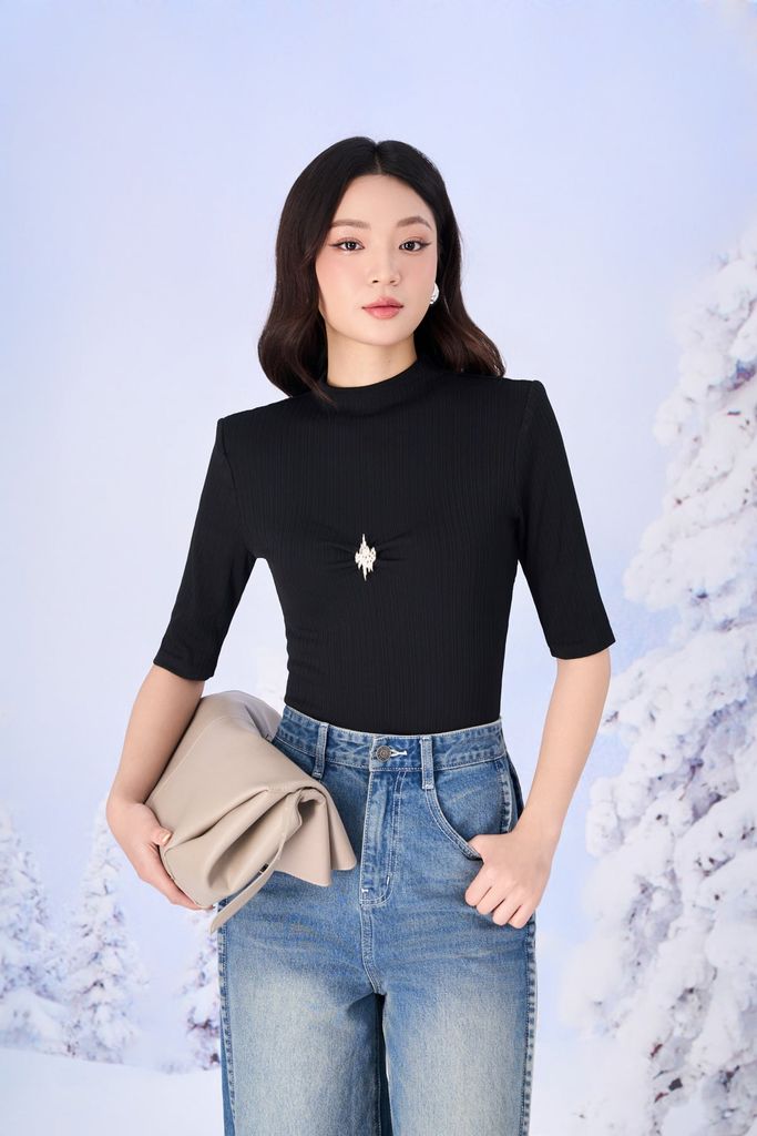 FQB202 - Quần jean dạo phố vải denim dáng suông ống rộng phối đường gân thời trang khoá thân trước - PANTIO