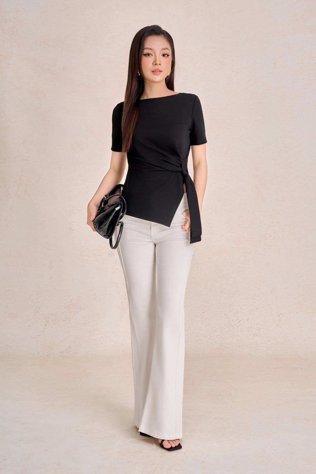 FAT7517 - tylekeo88 tv vải cotton dáng peplum cổ thuyền tay ngắn bên hông phối vạt lệch tạo kiểu - tỷ lệ kèo 8899