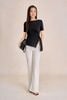FAT7517 - tylekeo88 tv vải cotton dáng peplum cổ thuyền tay ngắn bên hông phối vạt lệch tạo kiểu - tỷ lệ kèo 8899
