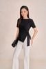 FAT7517 - tylekeo88 tv vải cotton dáng peplum cổ thuyền tay ngắn bên hông phối vạt lệch tạo kiểu - tỷ lệ kèo 8899