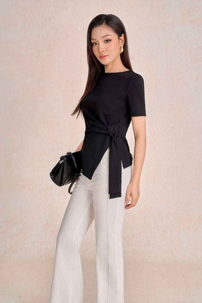 FAT7517 - tylekeo88 tv vải cotton dáng peplum cổ thuyền tay ngắn bên hông phối vạt lệch tạo kiểu - tỷ lệ kèo 8899