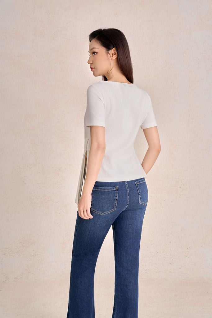 FAT7517 - tylekeo88 tv vải cotton dáng peplum cổ thuyền tay ngắn bên hông phối vạt lệch tạo kiểu - tỷ lệ kèo 8899