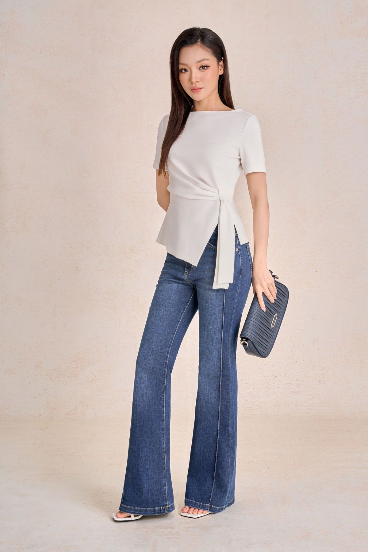 FAT7517 - tylekeo88 tv vải cotton dáng peplum cổ thuyền tay ngắn bên hông phối vạt lệch tạo kiểu - tỷ lệ kèo 8899