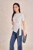 FAT7517 - tylekeo88 tv vải cotton dáng peplum cổ thuyền tay ngắn bên hông phối vạt lệch tạo kiểu - tỷ lệ kèo 8899