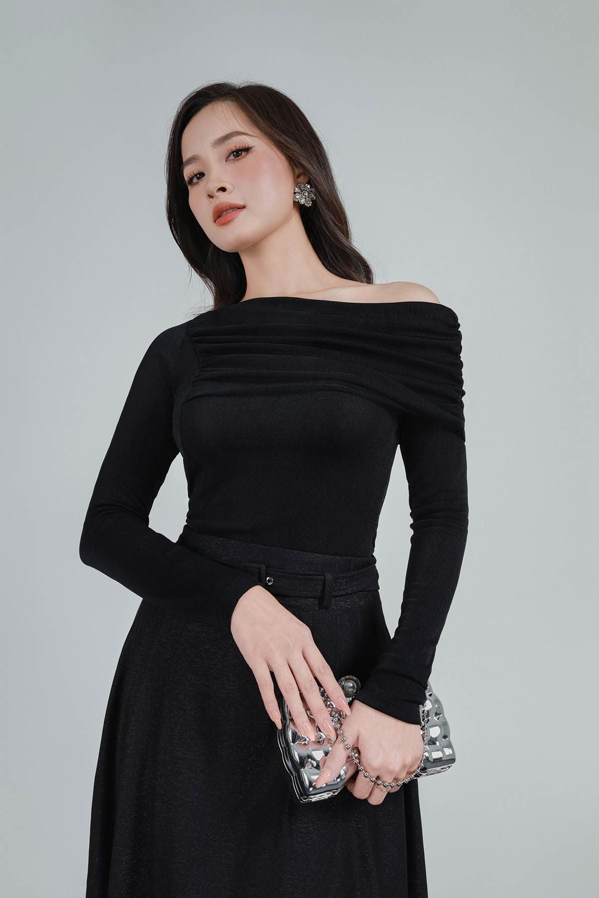 FAT7518 - Áo len cao cấp dáng ôm co giãn lệch vai thời trang - PANTIO