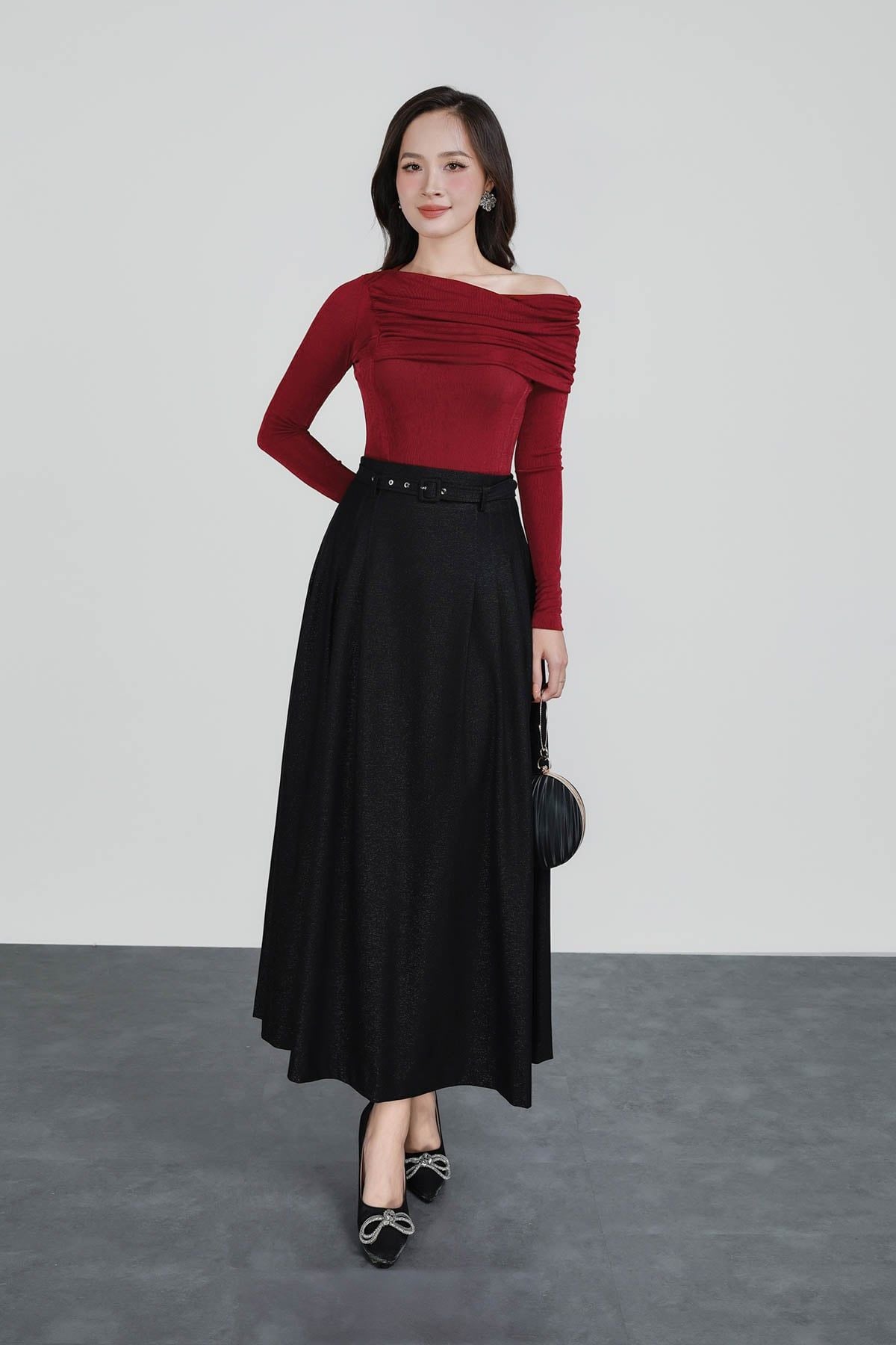 FAT7518 - Áo len cao cấp dáng ôm co giãn lệch vai thời trang - PANTIO