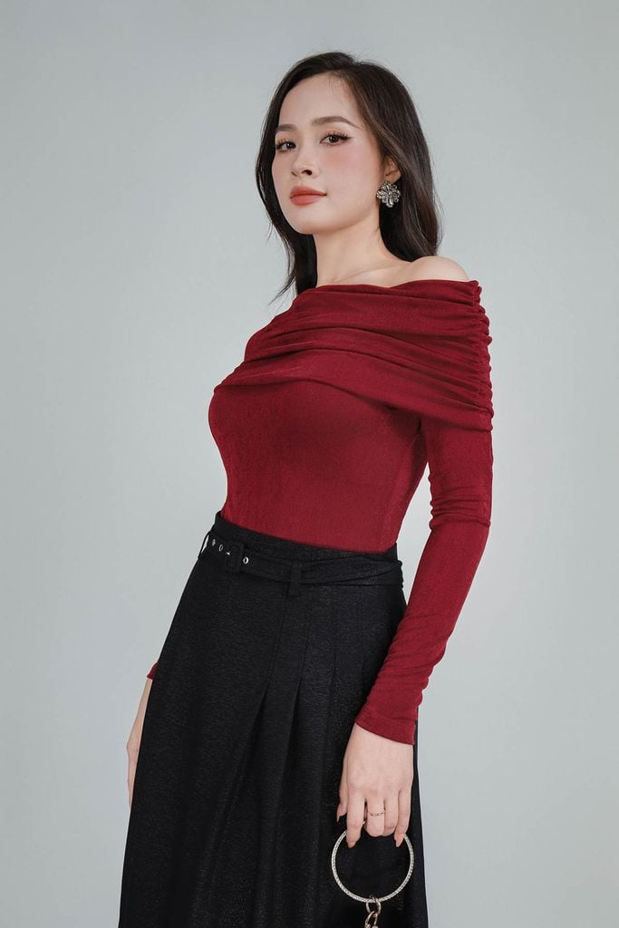 FAT7518 - Áo len cao cấp dáng ôm co giãn lệch vai thời trang - PANTIO