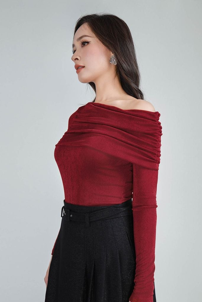 FAT7518 - Áo len cao cấp dáng ôm co giãn lệch vai thời trang - PANTIO