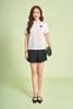FAT7558 - Áo thun dệt kim vải ren hoa dáng suông cổ polo tay cộc thân áo thêu hoạ tiết thời trang - PANTIO