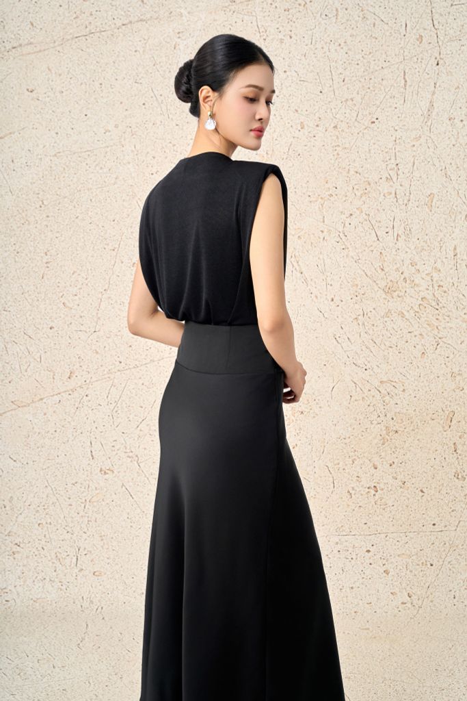 FAT7560 - Áo thun dệt kim vải len dáng suông cổ tròn tay chờm có đệm vai ngực áo có hoạ tiết thời trang - PANTIO