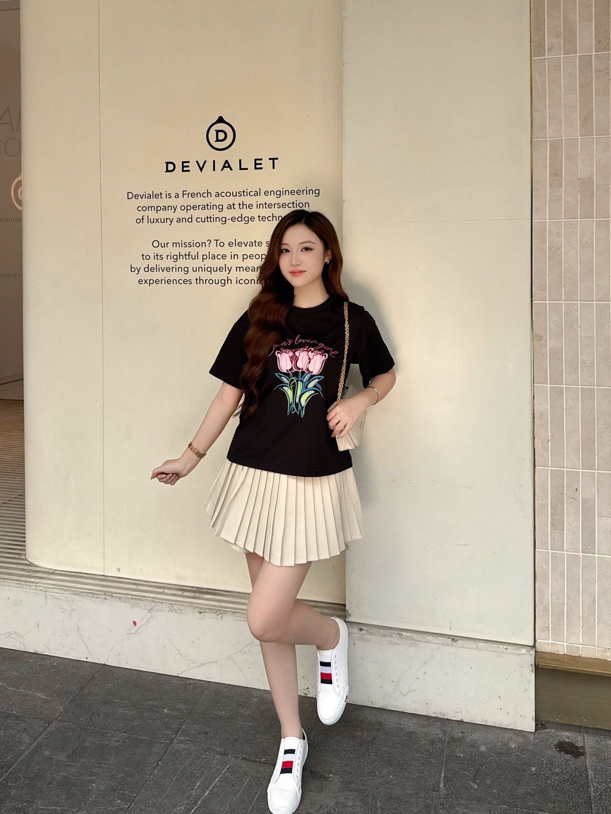 BJN93739 - Chân váy ngắn vải thô dáng chữ A thân váy xếp ly tạo kiểu - JAN.