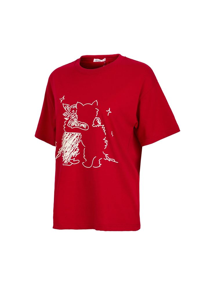 FAT7605 - Áo thun vải cotton dáng suông cổ tròn tay cộc thân áo in hoạ tiết thời trang - JAN.