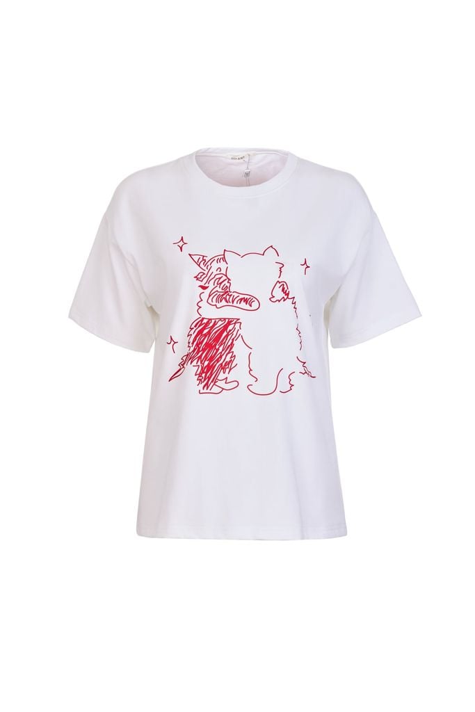 FAT7605 - Áo thun vải cotton dáng suông cổ tròn tay cộc thân áo in hoạ tiết thời trang - JAN.