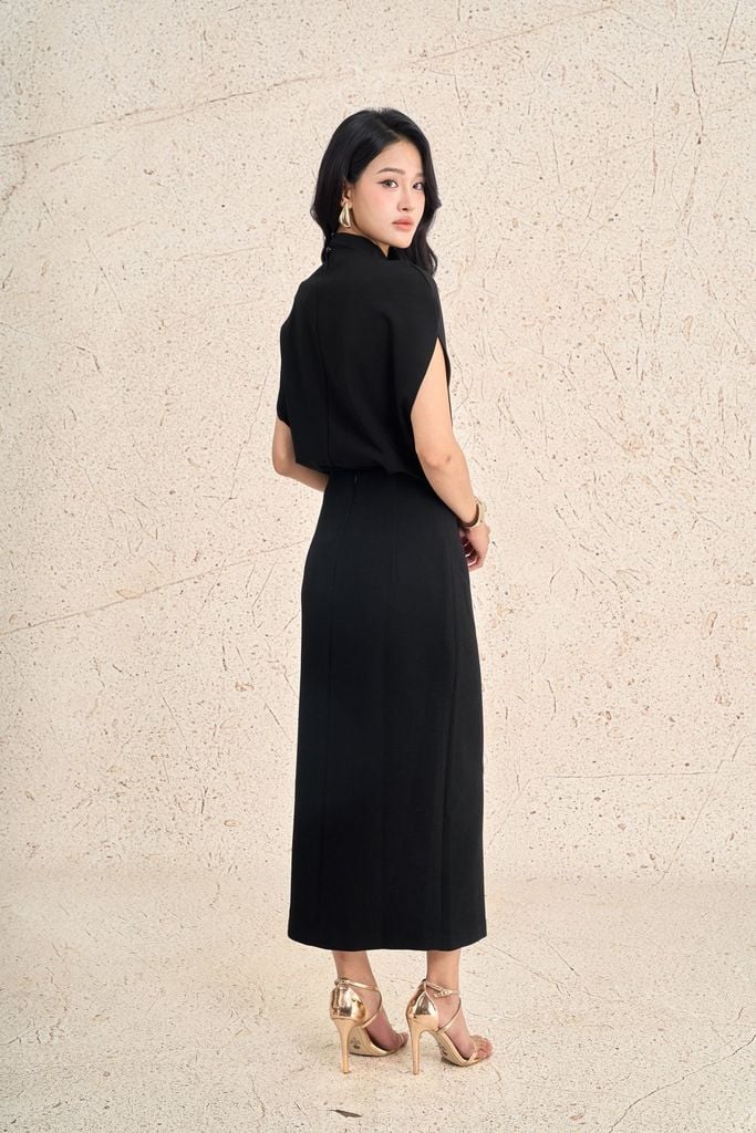 FAT9050 - Áo thun dệt kim vải cotton dáng suông cổ tròn tay chờm cách điệu - PANTIO