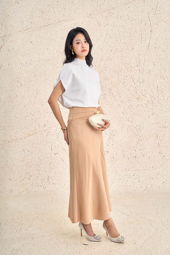 FAT9050 - Áo thun dệt kim vải cotton dáng suông cổ tròn tay chờm cách điệu - PANTIO