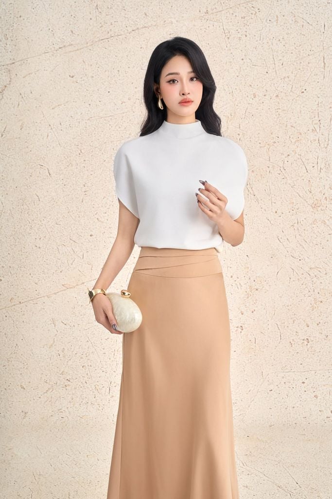 FAT9050 - Áo thun dệt kim vải cotton dáng suông cổ tròn tay chờm cách điệu - PANTIO