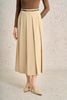 FJD71339 - Chân váy dài công sở vải thô mỏng dáng xòe cạp liền có dây lưng thân váy xếp ly to tạo kiểu khoá thân sau - PANTIO