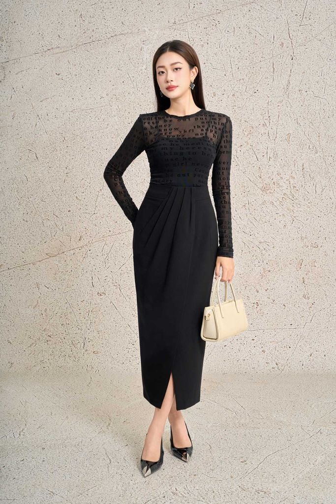 FAT9557 - Áo thun vải lưới co giãn in hoạ tiết cao cấp dáng ôm cổ tròn tay dài thời trang - PANTIO