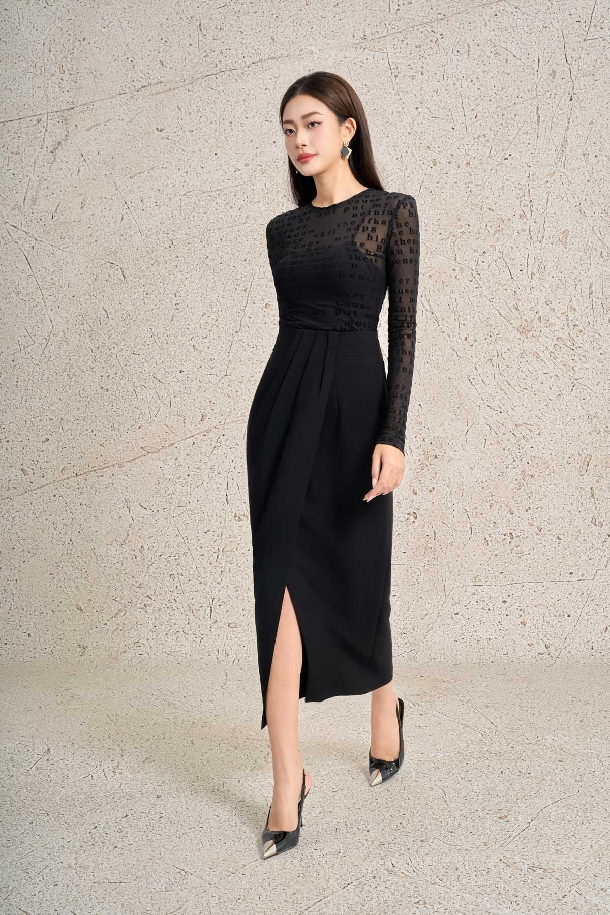 FAT9557 - Áo thun vải lưới co giãn in hoạ tiết cao cấp dáng ôm cổ tròn tay dài thời trang - PANTIO