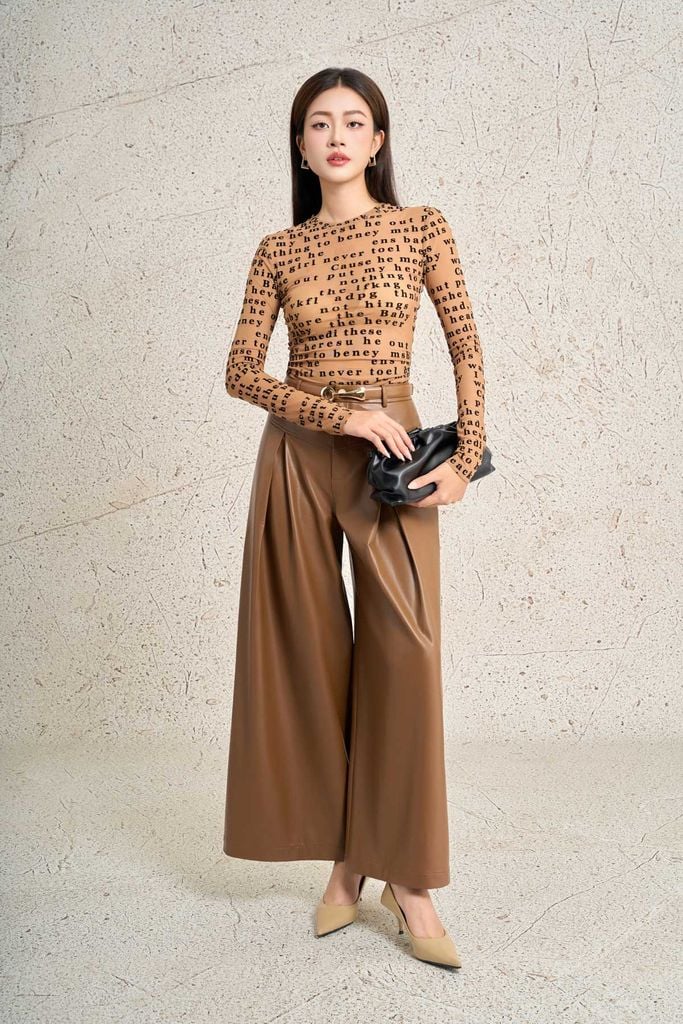 FAT9557 - Áo thun vải lưới co giãn in hoạ tiết cao cấp dáng ôm cổ tròn tay dài thời trang - PANTIO