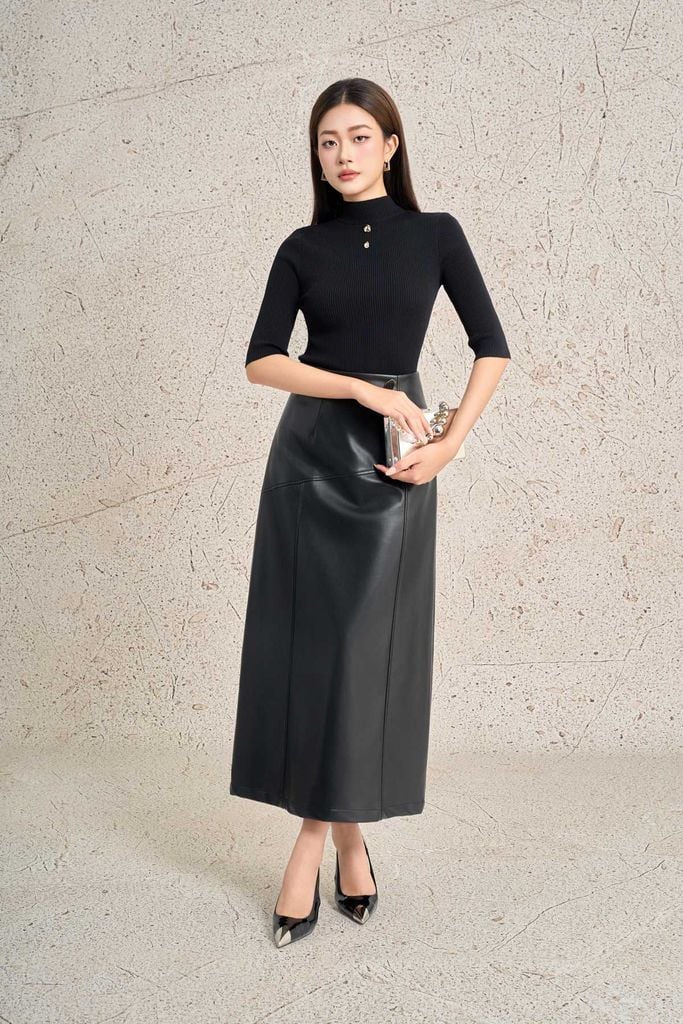 FAT9561 - Áo len cao cấp vải len lông dáng suông cổ tròn đính đá thời trang thân áo có túi tạo kiểu - PANTIO