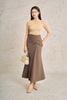 FJD51312 - Chân váy dài công sở vải thô dày dáng ôm eo phối ly nhún lệch tạo kiểu gấu váy đuôi cá thời trang - PANTIO
