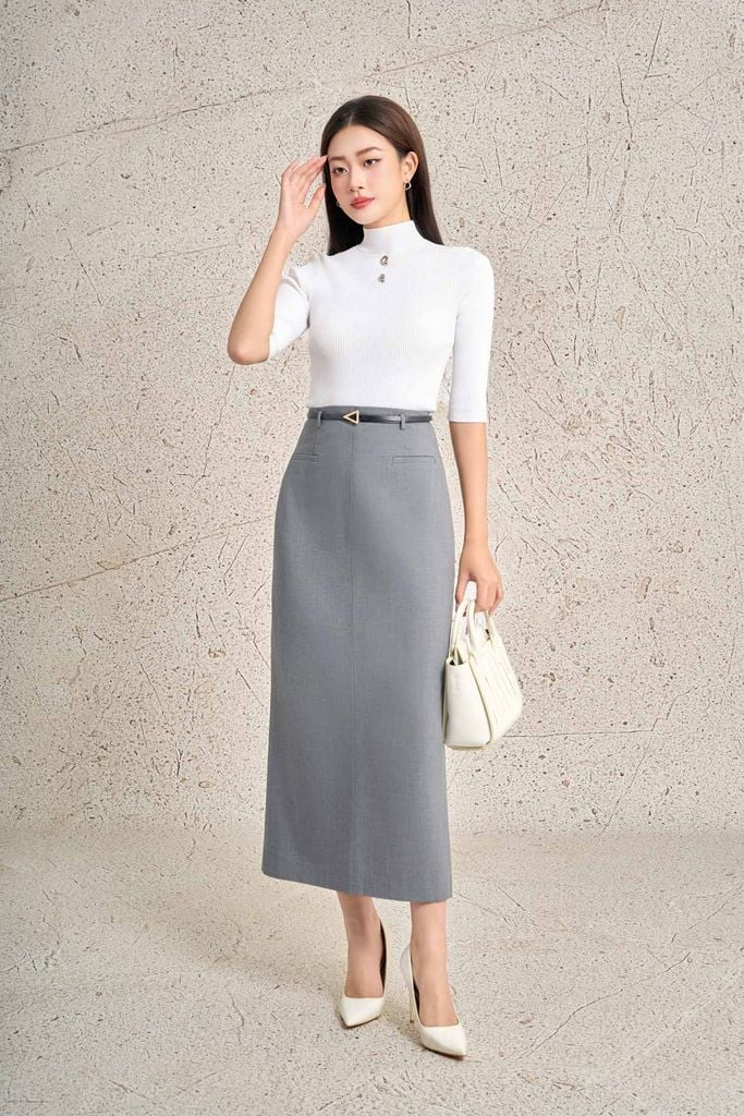 FAT9561 - Áo len cao cấp vải len lông dáng suông cổ tròn đính đá thời trang thân áo có túi tạo kiểu - PANTIO