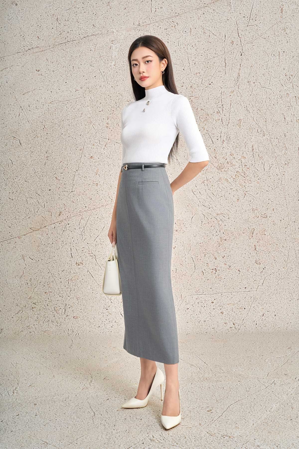 FAT9561 - Áo len cao cấp vải len lông dáng suông cổ tròn đính đá thời trang thân áo có túi tạo kiểu - PANTIO