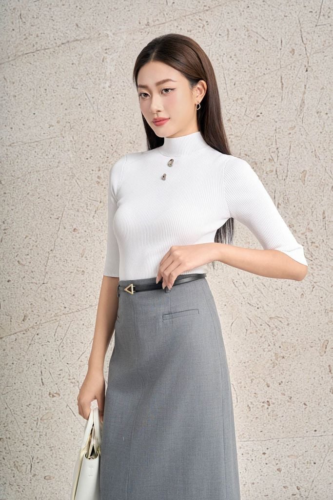 FJD51358 - Chân váy dài công sở vải tuytsi dáng suông cạp liền thời trang - PANTIO