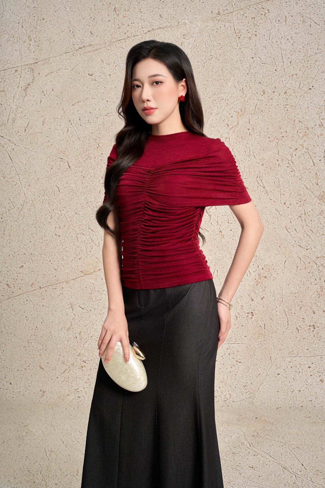 FJD51338 - Chân váy dài vải demin dáng ôm gấu váy xoè đuôi cá thời trang khoá thân sau - PANTIO