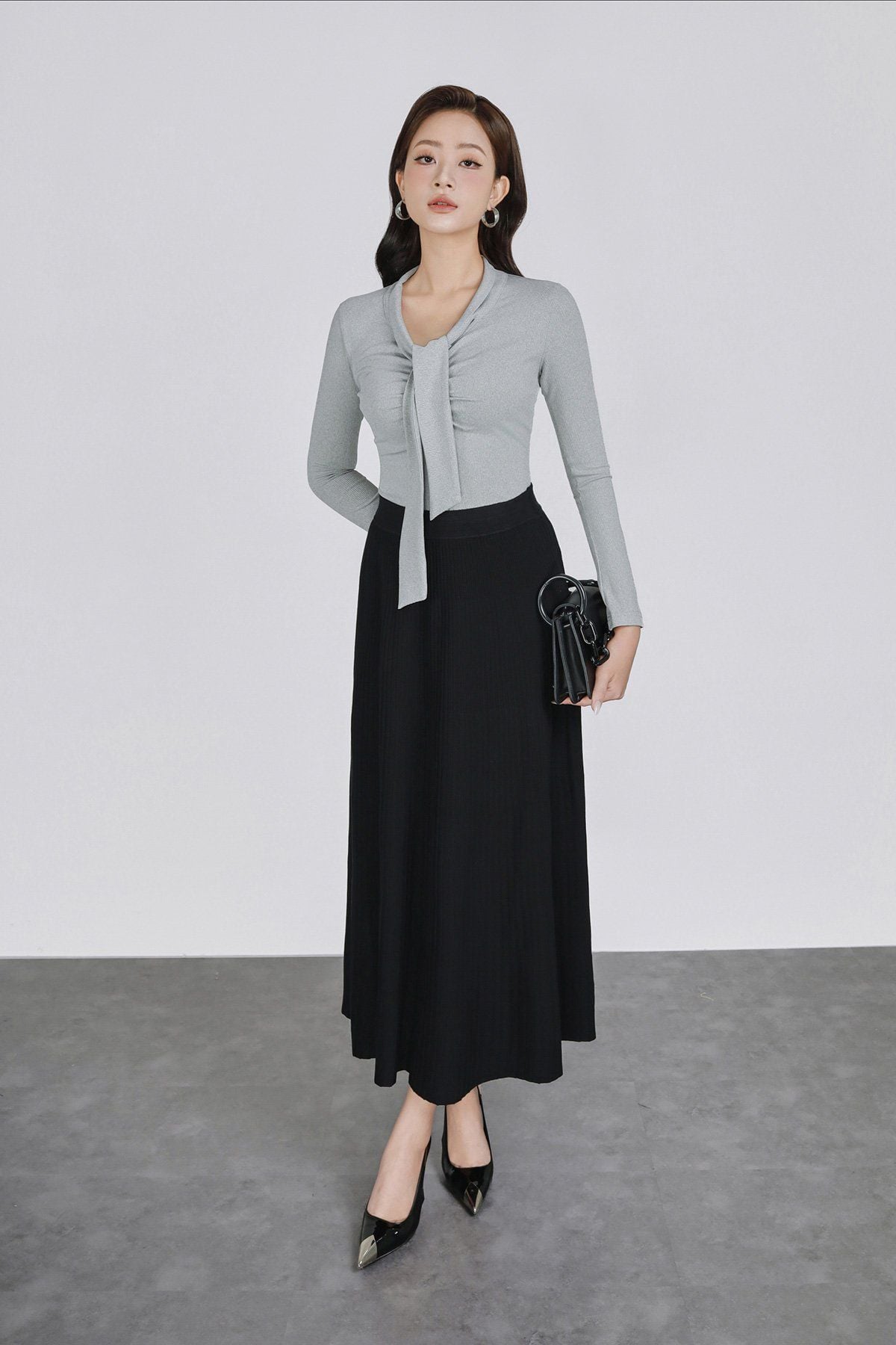 FJO061 - Chân váy dài vải len dáng suông cạp chun co giãn thời trang - PANTIO