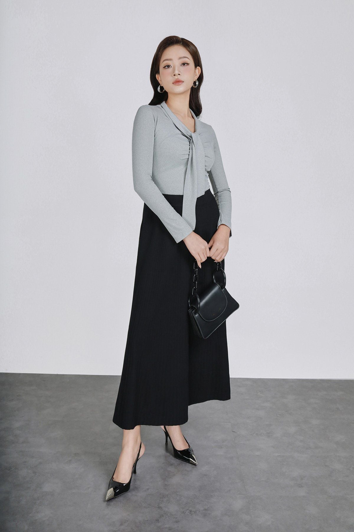 FJO061 - Chân váy dài vải len dáng suông cạp chun co giãn thời trang - PANTIO