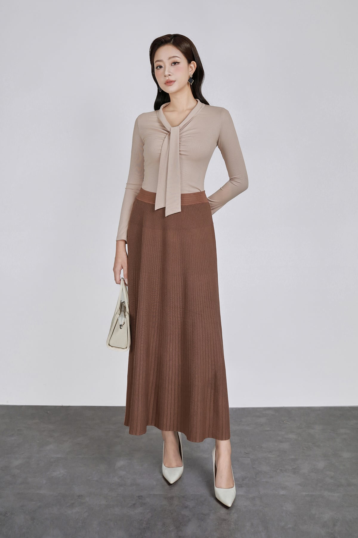 FJO061 - Chân váy dài vải len dáng suông cạp chun co giãn thời trang - PANTIO