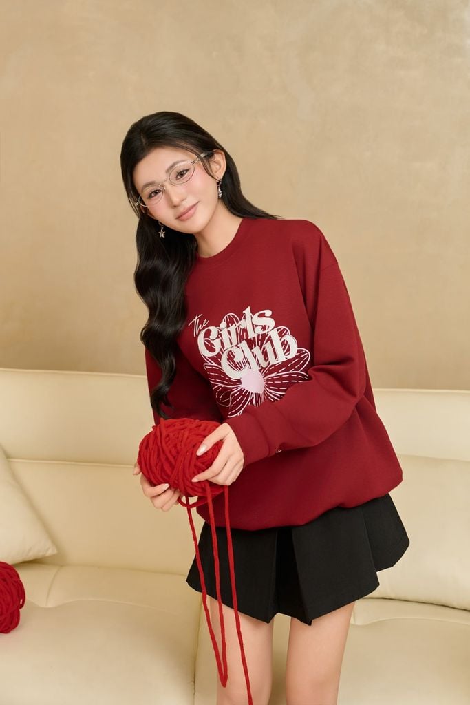 FAT9612 - Áo sweater vải cotton dáng suông cổ tròn tay rộng thân áo in hoạ tiết thời trang - JAN.