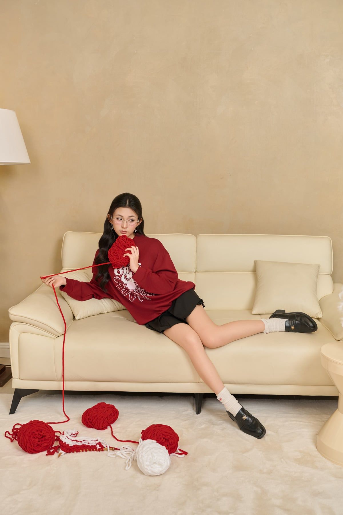 FJN3720 - Chân váy ngắn vải thô đũi dáng chữ A cạp đính nơ thân váy phối ly bung tạo kiểu - JAN.