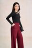 BQD93842 - Quần dài công sở vải thô đũi dáng suông ống rộng cạp liền thời trang khoá thân sau - PANTIO