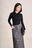 FAT9688 - Áo thun dệt kim vải cotton dáng ôm cổ bẻ tay dài thân áo phói khuy tạo kiểu - PANTIO